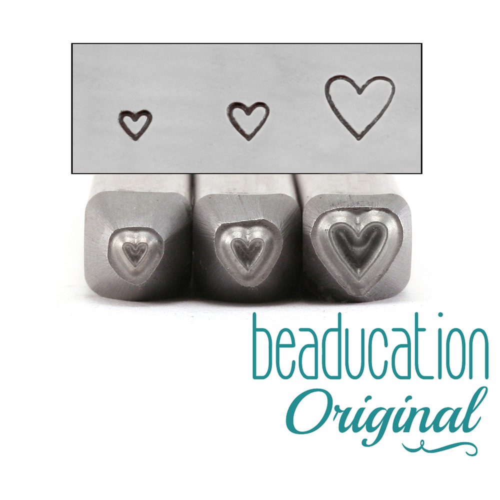 Metal Stamping Tools Tall Heart Metal Design Stamp Trio -1.5mm, 2mm and 3.5mm - Beaducation Original